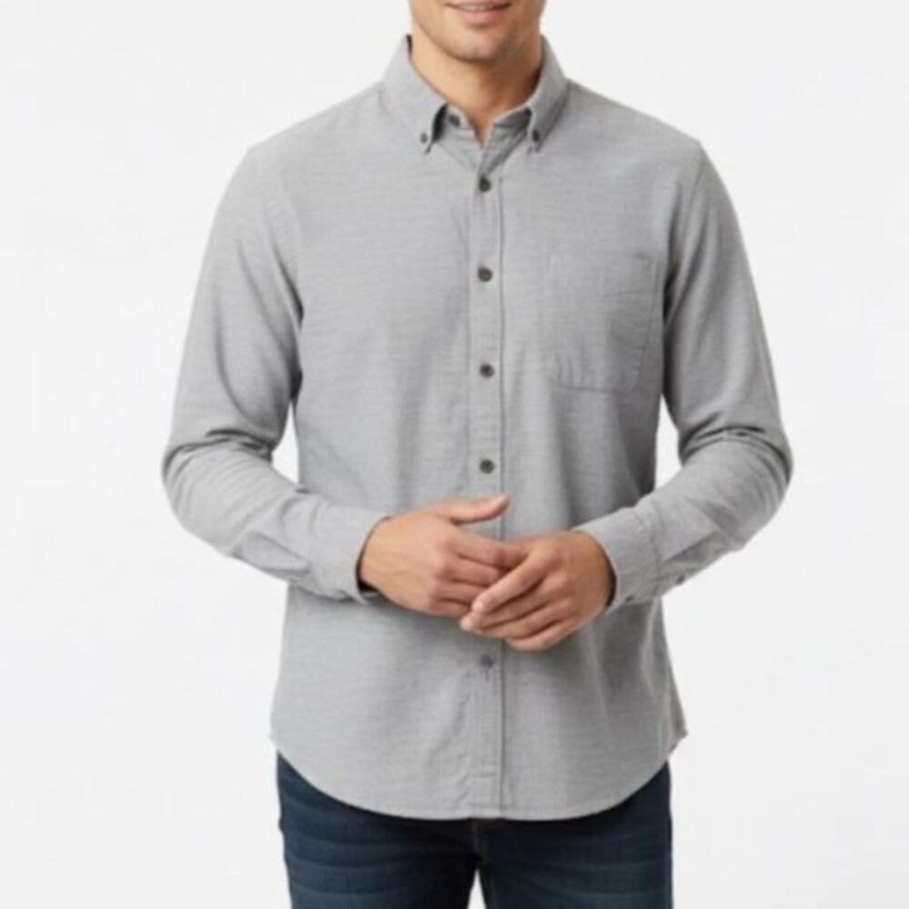 Uniqlo Men's Gray Fine Wale Corduroy LS Button-Down Shirt Size M